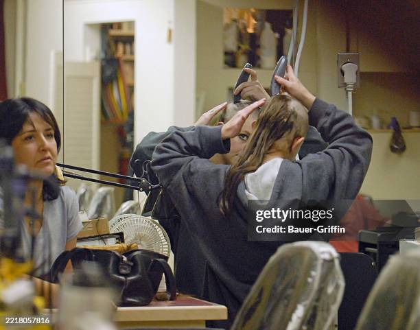 Britney Spears is seen on the night she shaved her hair off on February 16, 2007 in Los Angeles, California.