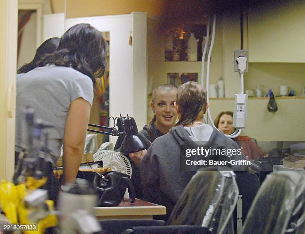 Britney Spears is seen on the night she shaved her hair off on February 16, 2007 in Los Angeles, California.