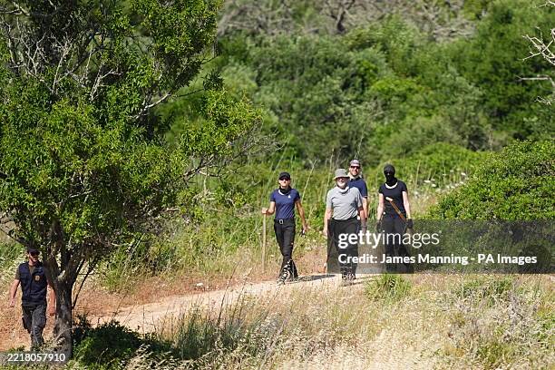 Members of the search teams at one of the base camps close to Praia De Luz, Portugal, where searches are being carried out by officers investigating...
