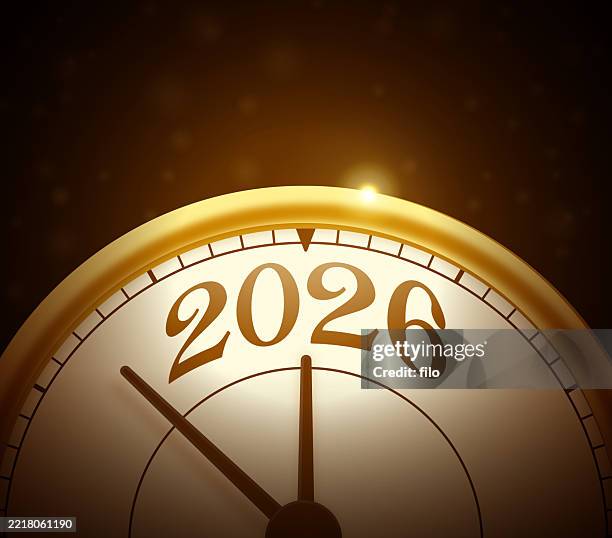 gold 2026 new year clock - new years day stock illustrations
