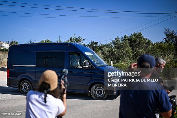 Van of German Investigation Police leaves the search operations amid the investigation into the disappearance of Madeleine McCann in Lagos'...