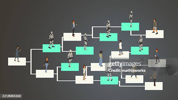 ai replacement - organisation chart stock illustrations