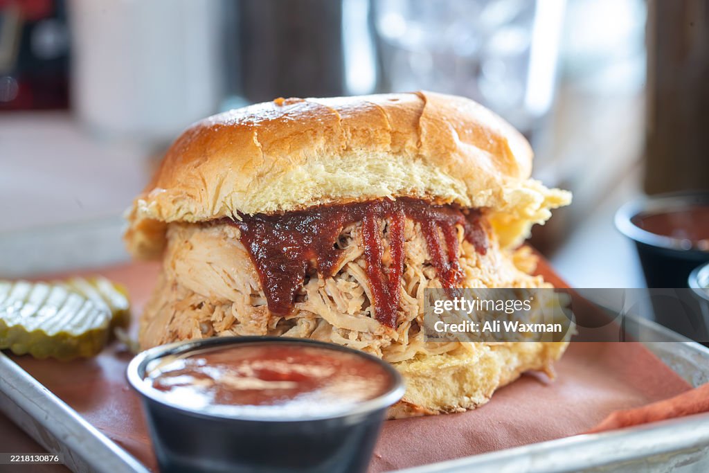 Pulled BBQ chicken sandwich