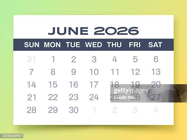 june 2026 simple modern gradient calendar planner schedule - june stock illustrations