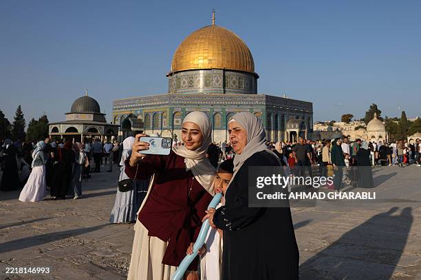 Muslims gather at the Al-Aqsa Mosque compound on the first day of the Eid al-Adha festival, which marks the end of the hajj pilgrimage to Mecca, in...