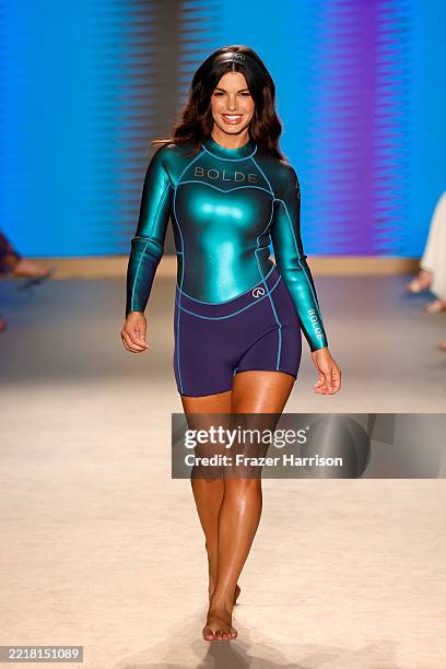 Model walks the runway for BOLDE Swimwear during Paraiso Miami Swim Week 2025 at The Paraiso Tent on June 01, 2025 in Miami Beach, Florida.