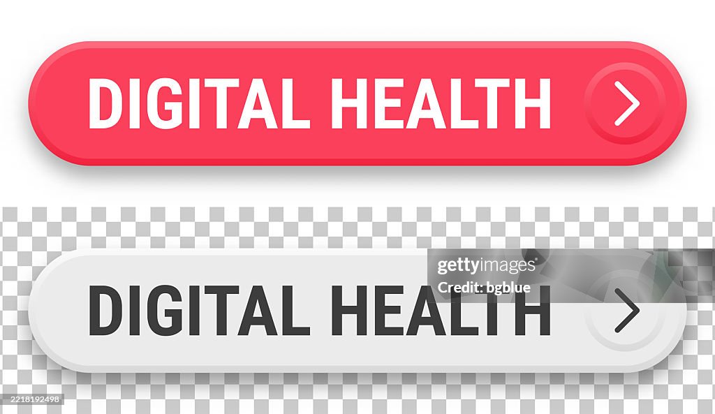 Health Button Digital Health 3d Click Web Buttons On Blank Background High-Res Vector ...