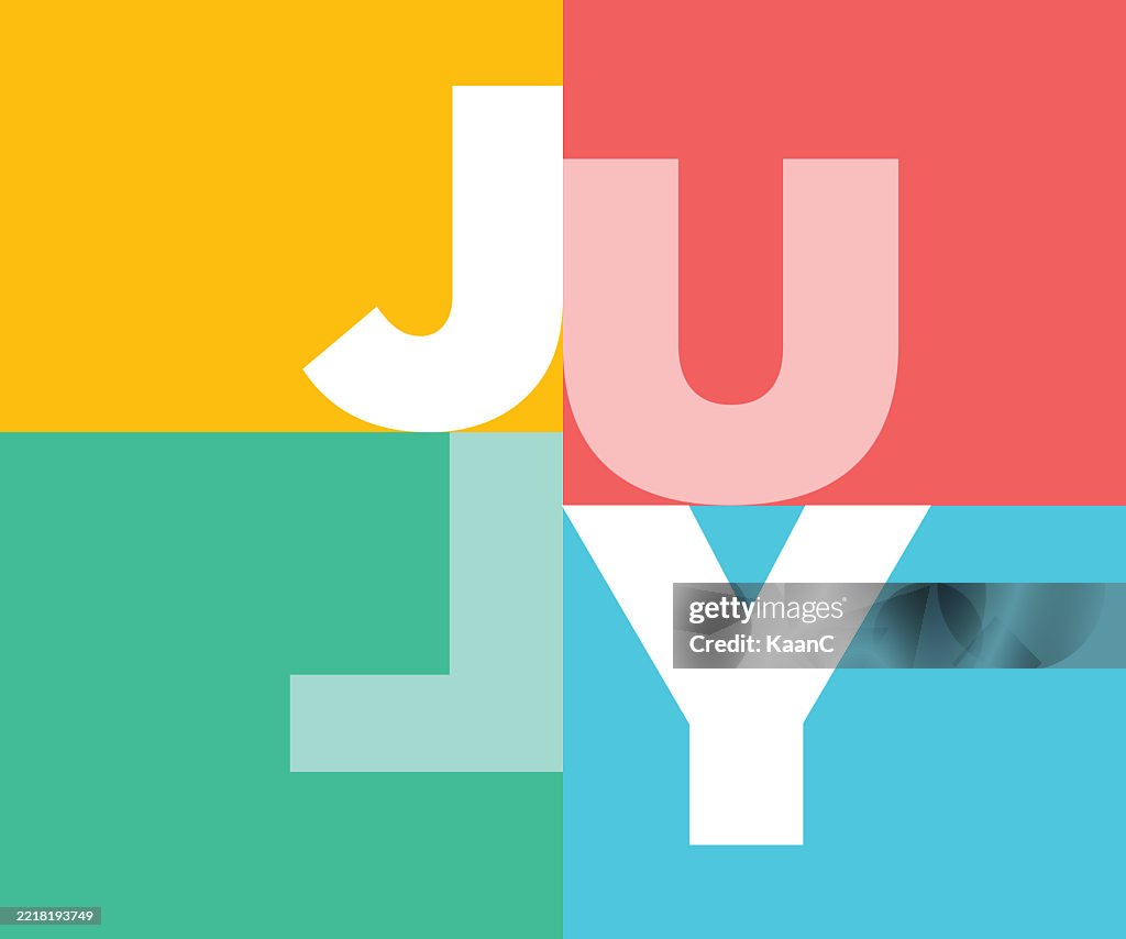 July Large Letters July Lettering Vector Stock Illustration High-Res Vector Graphic ...