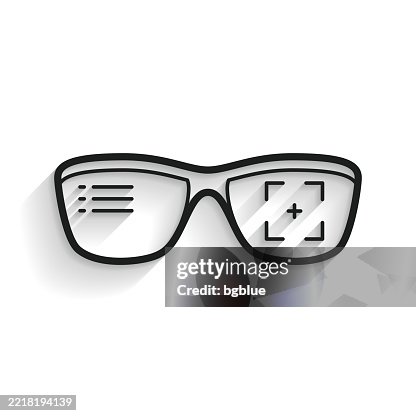 Smart glasses. Line icon with long shadow on white background Smart glasses. Line icon with long shadow on white background