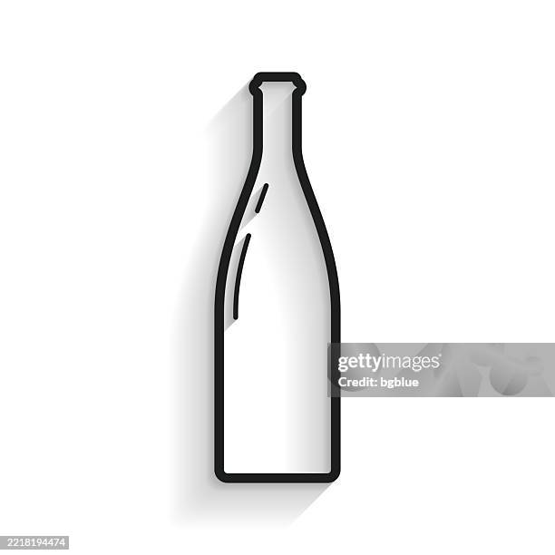 bottle. line icon with long shadow on white background - wine carafe stock illustrations
