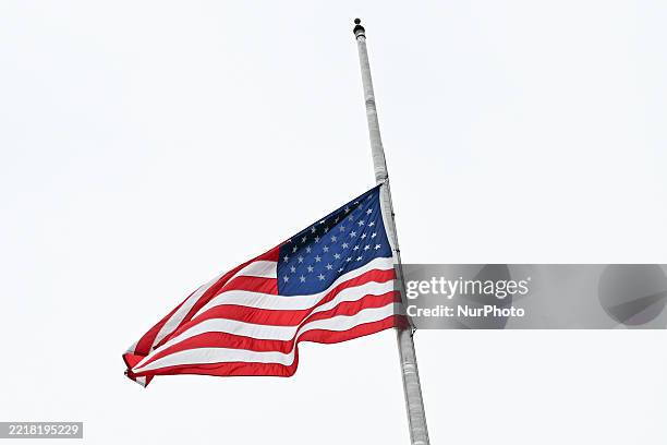 The United States flag flies at half-mast near the Capitol building in Washington, DC, to honor the life and service of former Representative Charles...