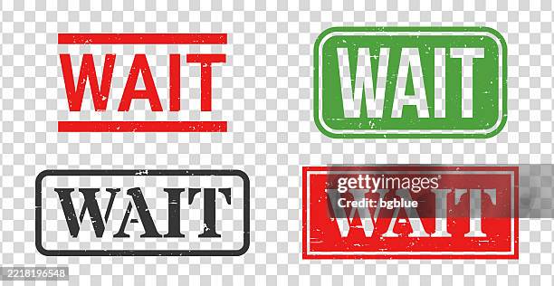 Wait Rubber Stamp Set On Blank Background High-Res Vector Graphic ...