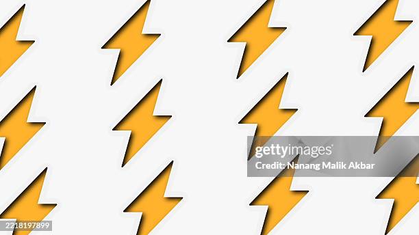 paper cut lightning bolt, thunderbolt or lightning strike icon pattern for background design - lightning strike background stock illustrations
