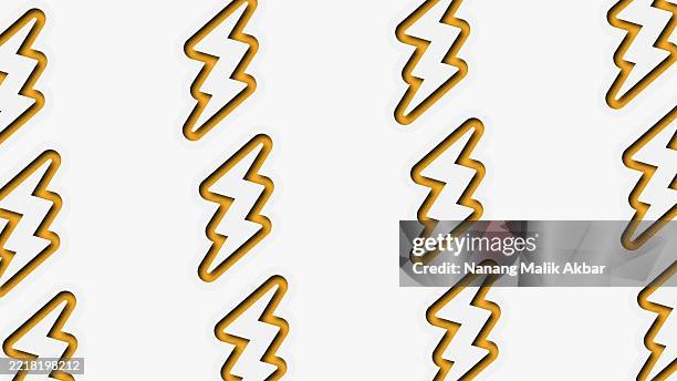 paper cut lightning bolt, thunderbolt or lightning strike icon pattern for background design - lightning strike background stock illustrations