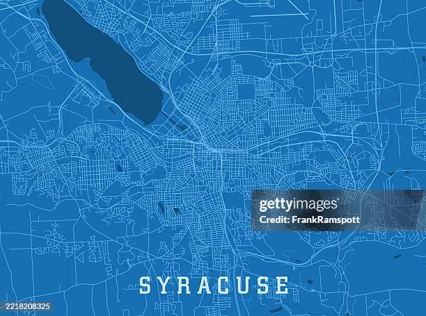 Syracuse Ny City Vector Road Map Blue Horizontal, Foto de stock