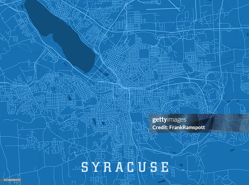 Syracuse NY City Vector Road Map Blue Horizontal
