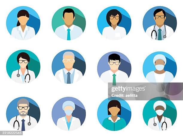 ilustrações de stock, clip art, desenhos animados e ícones de medical icons - vector set. people icons with hospital doctors, surgeons, nurses and other medical practitioners. - profissional da área médica