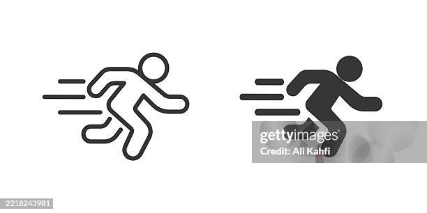 ilustraciones, imágenes clip art, dibujos animados e iconos de stock de sprint: línea delgada e icono de glifo sólido. trazo editable y píxel perfecto aislado sobre fondo transparente - marcar carrera