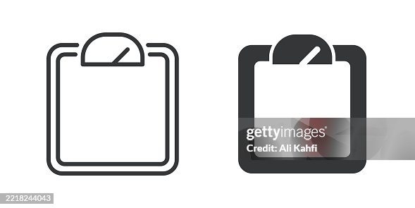 Weight Scale thin line and glyph solid icon. Editable stroke and perfect pixel isolated on transparent background Weight Scale thin line and glyph solid icon. Editable stroke and perfect pixel isolated on transparent background
