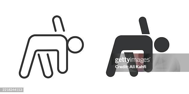 warmup thin line and glyph solid icon. editable stroke and perfect pixel isolated on transparent background - squat jump stock illustrations