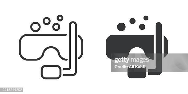 diving thin line and glyph solid icon. editable stroke and perfect pixel isolated on transparent background - deeper dive concept stock illustrations