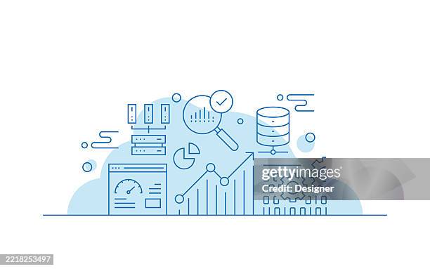 data analytics related vector illustration. business, analysis, finance, information, big data, development - finance stock illustrations