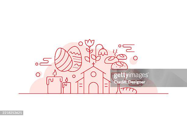 easter related vector illustration. springtime, easter egg, decoration, holiday, event, easter bunny. - easter cake stock illustrations