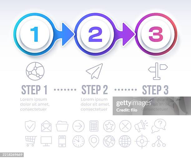 Three Approach Graphic Arrow Three Step Infographic Design High-Res Vector Graphic - Getty Images