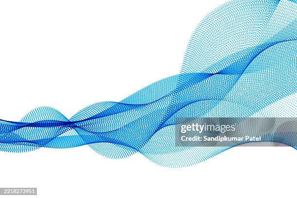 wave line of flowing particles abstract vector background - data flow stock illustrations