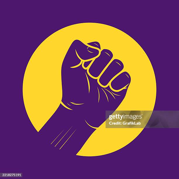 fist symbolizing strength and solidarity - negative impact stock illustrations
