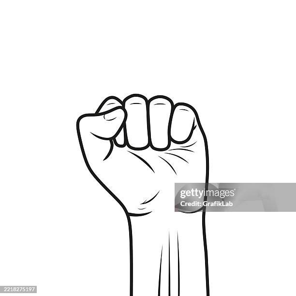 Outlined Illustration Of Raised Fist Representing Unity And Empowerment ...