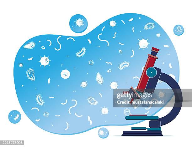 Microscope Virus Vector 122 Microscope Blue Background High Res Illustrations - Getty Images