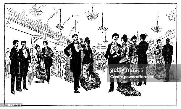 formal evening ball - 19th century - ballroom stock illustrations