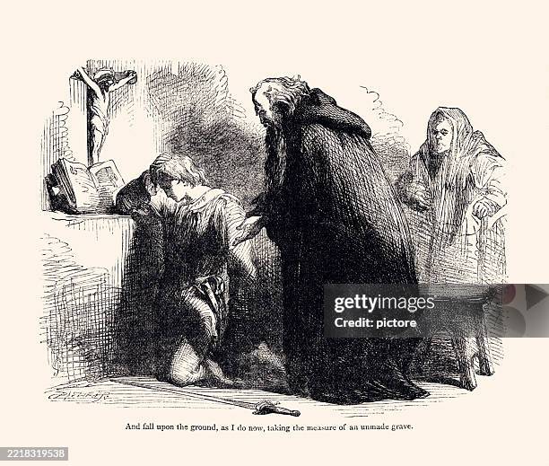 ilustrações de stock, clip art, desenhos animados e ícones de romeo montague speaks with friar laurence after being banished...from william shakespeare's play xxxl - i love you frase em inglês