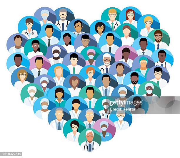 ilustraciones, imágenes clip art, dibujos animados e iconos de stock de íconos de personas con médicos de hospitales, cirujanos, enfermeras y otros profesionales de la medicina. íconos médicos. - cardiólogo
