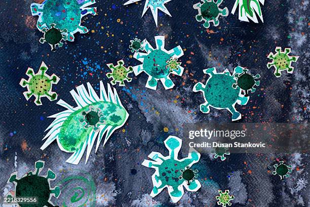 bacteria in space - market recovery stock illustrations