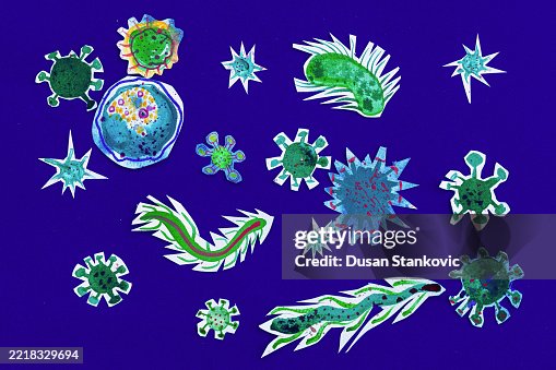 Microbes on Blue Canvas Microbes on Blue Canvas