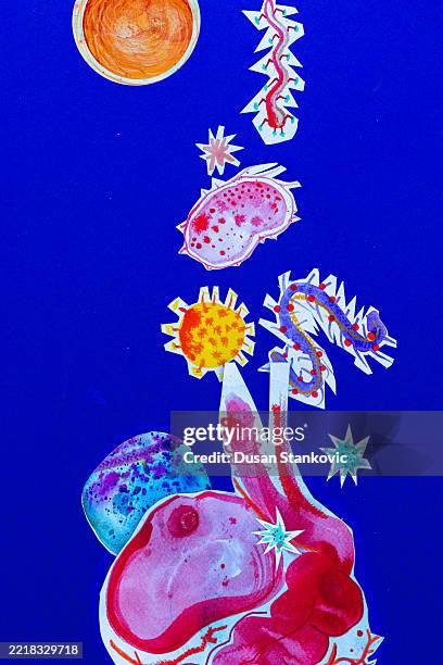 microbial gut landscape - generic building structures stock illustrations
