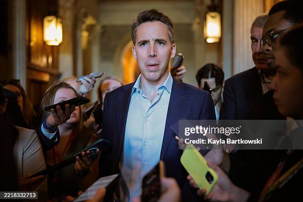 Sen. Josh Hawley speaks to the press after voting on the nomination of Michael Duffey to be Under Secretary of Defense for Acquisition and...