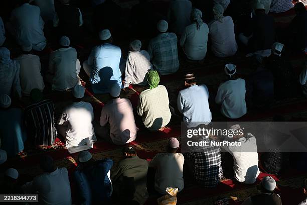 Nepali Muslims attend a mass Namaz ceremony at a local mosque in Kathmandu, Nepal, on June 7 on the occasion of Eid-Al-Adha or Bakra Eid. Eid al-Adha...
