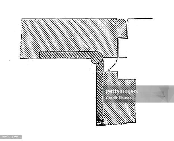 theory of architecture: carpentry, joinery, hingeing - hinge stock illustrations