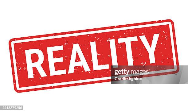 reality - red rubber stamp on white background - vintage television white background stock illustrations