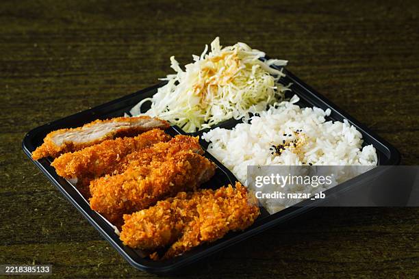 salmon katsu with rice. - cutlet stock pictures, royalty-free photos & images