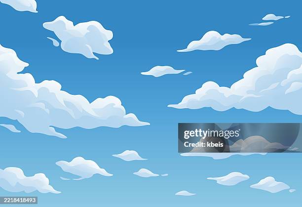 clouds in blue sky - cartoon cloud stock illustrations