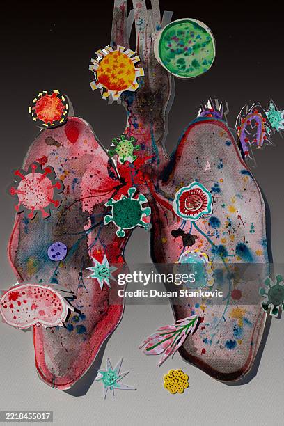 malignant cells: artistic view - probiotic stock illustrations