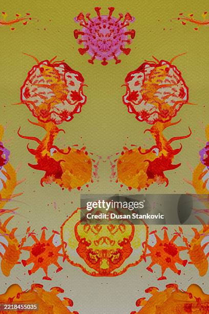 microscopic rorschach: abstract biology - ambiguous image stock illustrations