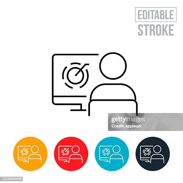 engineer working on a project on the computer thin line icon - editable stroke - structural engineer icon stock illustrations