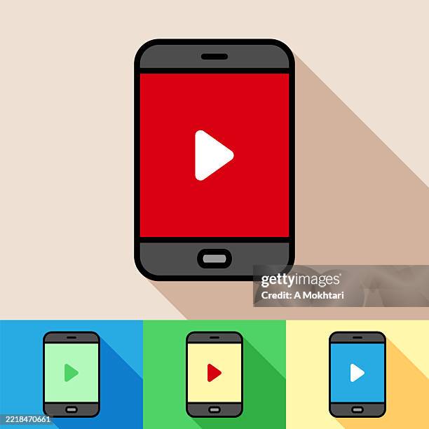 smartphone icon with play button. - software platform stock illustrations