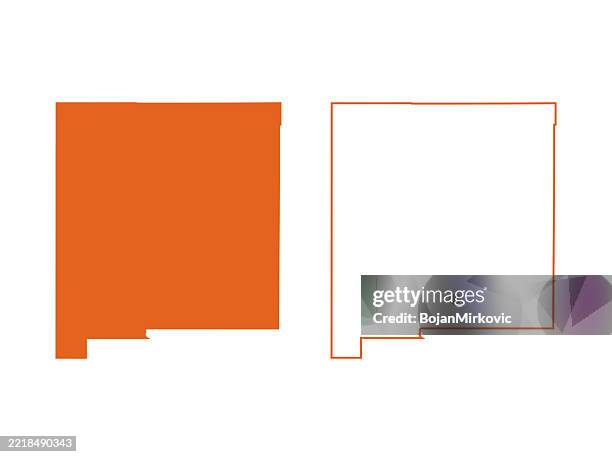 new mexico map, solid and outline. vector - festive border stock illustrations