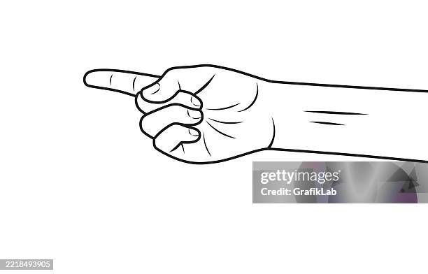 Hand Point Grey Black And White Illustration Of Pointing Hand Gesture High-Res Vector ...